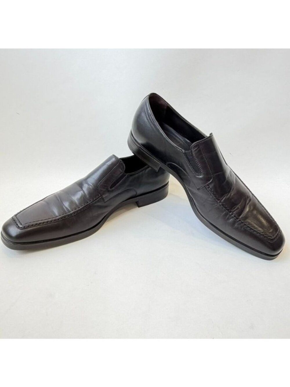 Santoni Leather Slip-On Dress Loafers Men's Size 10D Black Made In Italy
